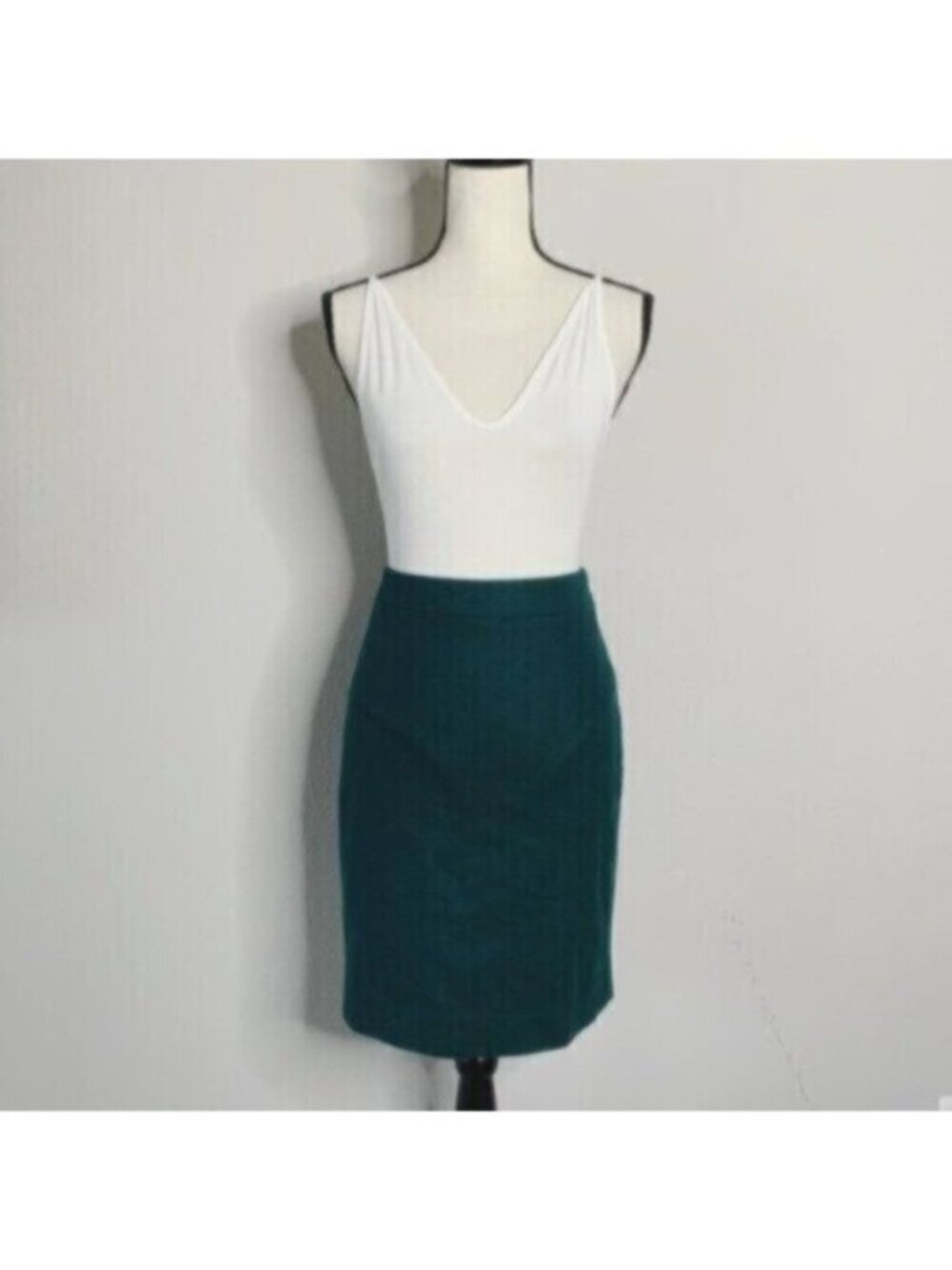 J. Crew Forrest Green Wool Blend Mini Pencil Skirt View 2